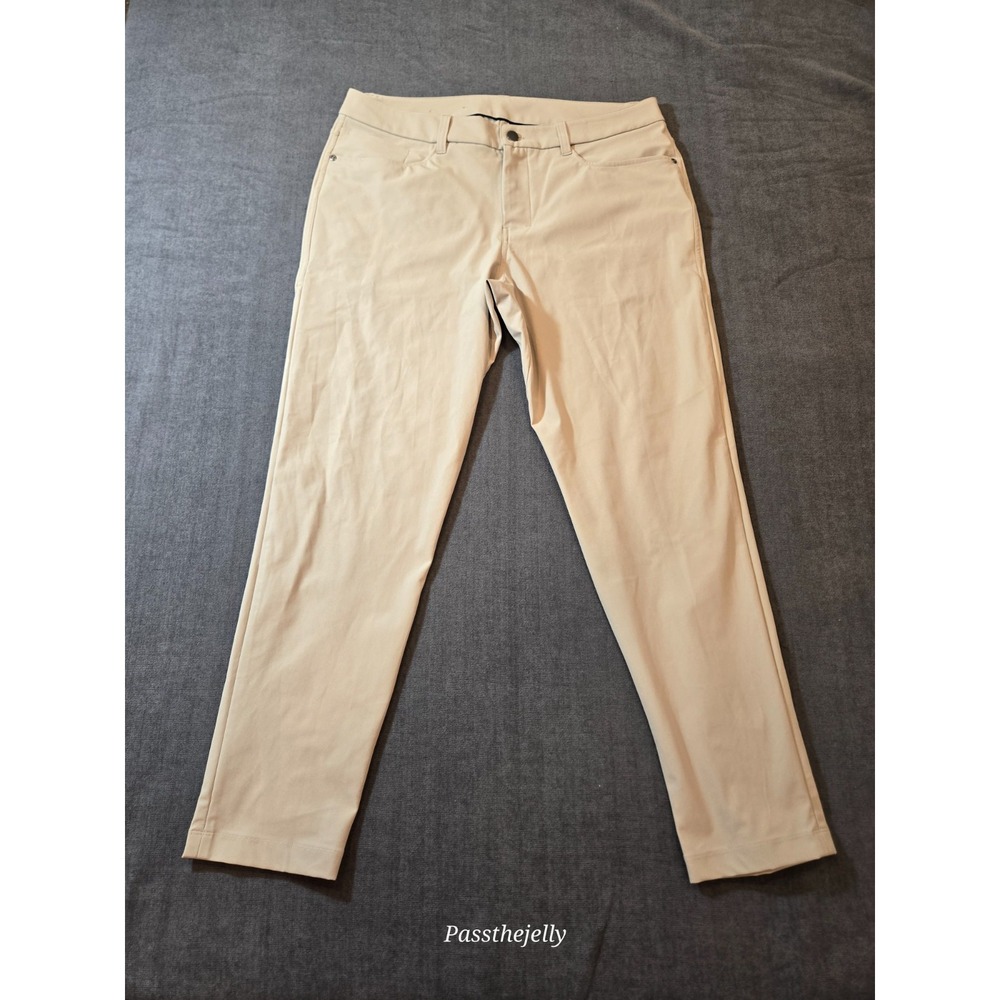 Lululemon ABC Pant Men's 35x29 Tan Black Warpstreme 5 Pocket Pants Performance